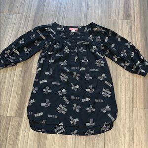 Black Patterned Tunic Top